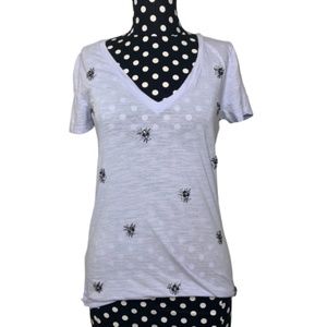A New Day Pale Purple Embellished V-Neck Tee Small